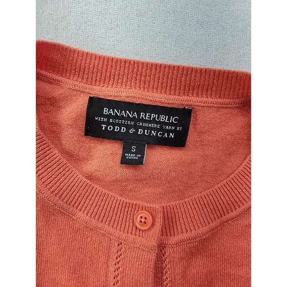 Banana Republic Todd & Duncan Women's S Orange Cashmere Knit Cardigan Sweater - Picture 3 of 7